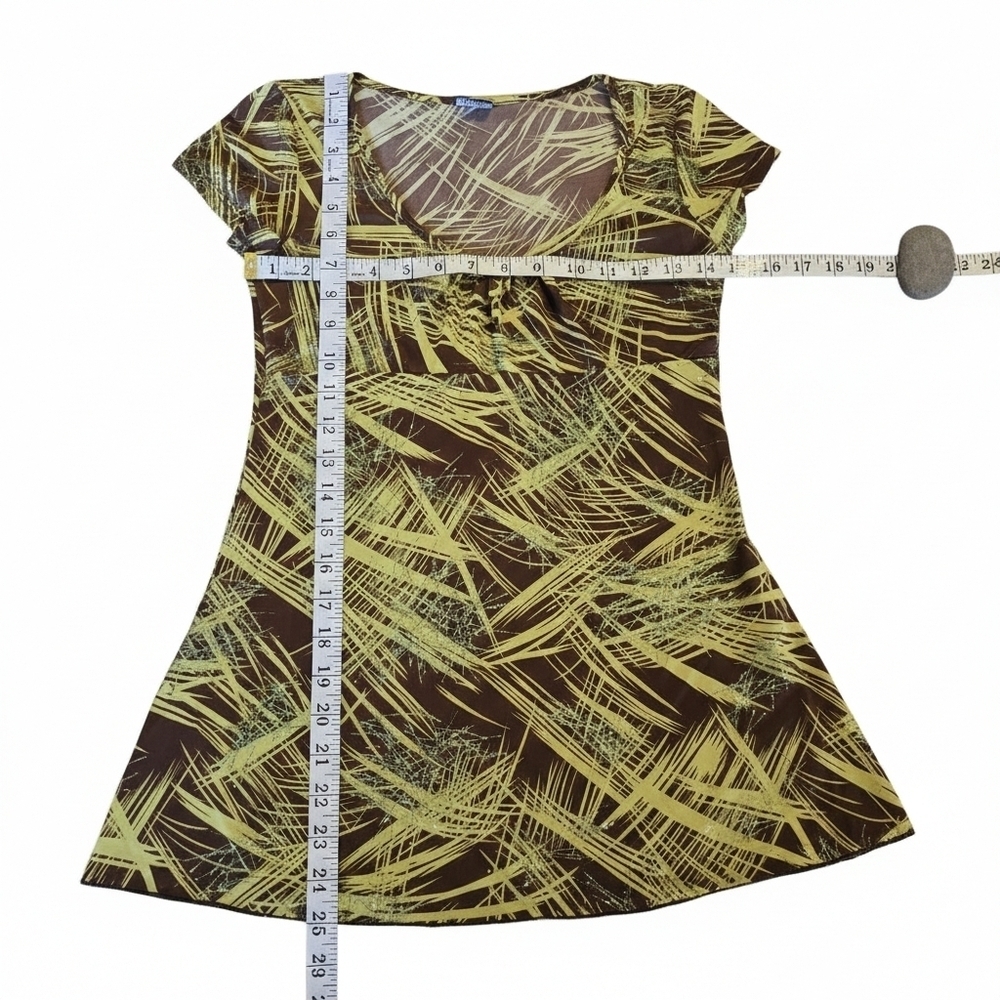 Teenie Weenie Brown & Lime Green Abstract Print Top Lizzy Mcguire Y2kpop - Picture 4 of 13